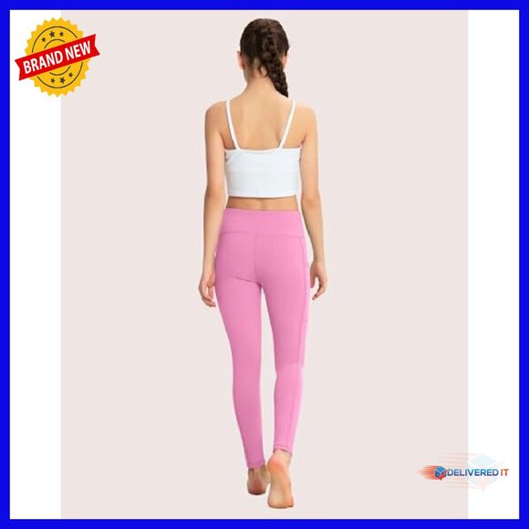 Girls High Waisted Yoga Leggings with Pockets 4-Pack Athletic Dance Pants - Picture 6 of 6